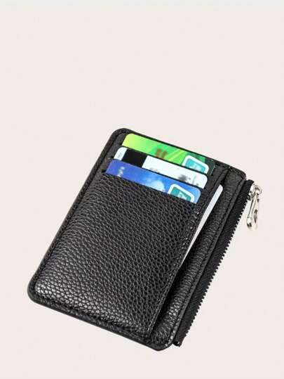 9-Slot Ultra-Thin Zipper Credit Card Holder, 100% PU Leather Men's Wallet, Slim Minimalist Coin Purse, Men's Wallet, Mini Wallet, Wallet, Autumn Card Case