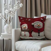 4 piezas Fundas de cojín impresas en terciopelo 2D con diseños navideños de Papá Noel, renos y árbol de Navidad, de 18" X 18", adecuadas para sala de estar, dormitorio, sofá, cama, decoración exterior. No incluye relleno de cojín (no es bordado real)