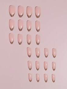 VV MEI JIA ER 24pcs Medium Almond Shaped Nail Stickers Set - Instantly Elevate Your Look! Includes Minimalist Elegant Black French Manicure, Chic Leopard Print, Fashionable Dark Night Black French, Nude Pink, Full Coverage Nail Designs, Suitable For Women And Girls. Set Contains 1pc Gel Polish And 1pc Nail File. Complete Manicure Supplies.