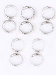 10 件不锈钢耳圈耳环女士耳环男士朋克嘻哈礼物时尚珠宝穿孔配饰 - 圓圈耳環 - 查看 22