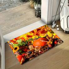1pc Pumpkin Festival Non-Slip Kitchen Mat, Home Living Room Bedroom Entrance Decorative Washable Plush Carpet
