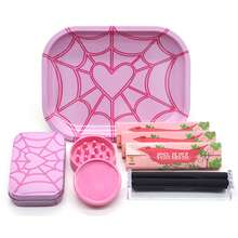 1 Set Elegant Smoking Accessories Kit, Includes Tray, Tobacco Box, Plastic Grinder, 110mm Rolling Machine, 3 Packs King Size Rolling Papers, Complete Set, Simple & Convenient, Suitable For Gatherings, Home, Christmas Gift - Multicolor - View 2