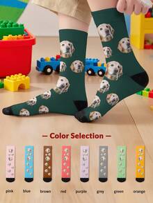 1 par anpassade barnstrumpor med mellanlånga tubmönster, sätt valfritt ansikte på strumpor, pojke och flicka, personliga strumpor med foton, intressant anpassad bild i par med mellanlånga till långa strumpor, lämplig för alla hjärtans dag, födelsedagar, presenter och andra tillfällen, personlig, rolig, rik och färgglad, kreativ anime-tecknad design, högtidsgåvor, julklappstillbehör - Multifärgad - Visa 5