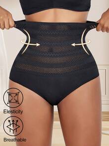 Pantalones moldeadores con control abdominal de cintura alta, ropa interior triangular postparto - Negro - Ver 1