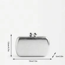 Women's Pleather Metallic Evening Bag Metal Party Clutch Metal Chain Shoulder Bag For Wedding Prom Party - 銀色 - 查看 4
