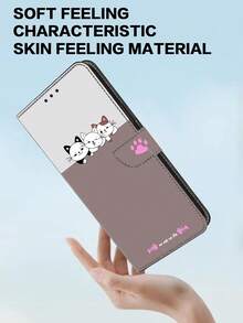 GLANDOTU 兼容三星Galaxy及其他品牌和型号手机。3D创意三猫双折PU皮翻盖手机壳，带卡槽、防盗卡槽、钱包功能和挂绳，国际版，非国内版。 - 彩色 - 查看 4