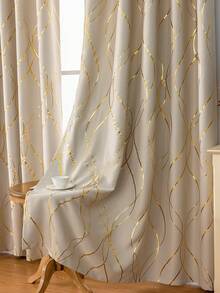 1 Rèm cửa sang trọng hai mặt mềm mại cản sáng bằng kim loại, họa tiết vàng lộng lẫy, rèm cửa trang trí phong cách cung điện cho phòng ngủ, phòng khách, ban công - Rượu sâm banh - Xem 4