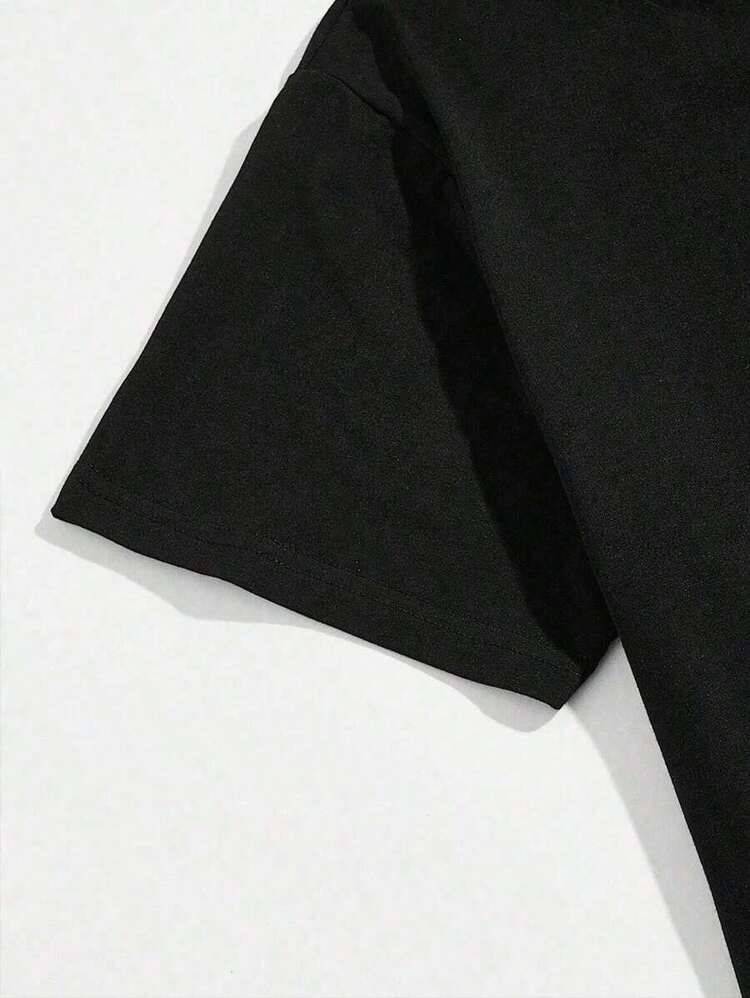 Camiseta unisex.Para hombres.Manga corta.Camisa T de manga corta.Ropa de primavera.Ropa de verano.Prenda de vestir.Prenda superior.Ancho.Silueta grande.Diseño con estampado.Regalo.Regalo.Estilo street.Primavera.Verano.Otoño.Invierno.Para hombres. - Negro - Añade 5