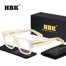 HBK Große Rahmen Klarglas Brille mit TR90 Rahmen, Metallkern Bügel, coole lässige Brille als Foto-Accessoire & Festival Geschenk