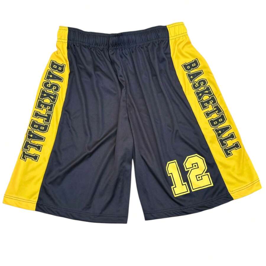 Men's Sports Shorts For Gym, Bodybuilding, Running - 黑色和黃色 - 查看 1