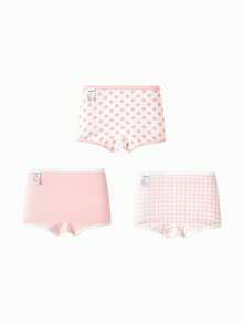 Balabala Girls Cotton Underwear 3 Packs Boxer Shorts Anti-Bacterial - Red Hue - View 2