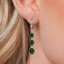 Gem Stone King 3-Stone Leverback Drop Dangle Earrings Women |   925 Sterling Silver |   Gemstone Birthstone |   Oval 8X6MM 7X5MM And 6X4MM |   Fine Jewelry Gifts Her Mom Women Wife - 鉻透輝石 - 查看 3