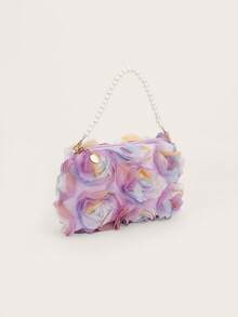 1个女童3D玫瑰花半透明宴会包，适合搭配连衣裙、旗袍、手提包 - 手提包 - 查看 5