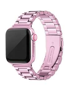 1 chiếc dây đeo đồng hồ bằng thép không gỉ chống oxy hóa, có thể điều chỉnh, thời trang, tương thích với Apple Watch 38mm, 40mm, 41mm, 42mm, 44mm, 45mm, 46mm, 49mm, phù hợp với các dòng Series 11/10/9/8/7/6/5/4/3/2/1/SE, dây đeo đồng hồ thông minh, phụ kiện, quà tặng ngày Valentine và quà tặng cho phụ nữ, dây đeo đồng hồ thông minh - Hồng - Xem 3