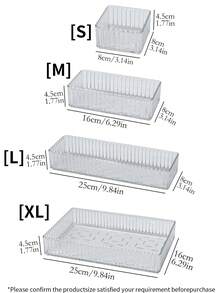 4 pezzi/2 pezzi/1 pezzo Scatola organizzatrice per il trucco da scrivania, scatola portaoggetti in materiale PET trasparente spesso, design a righe verticali elegante, minimalista e alla moda, impilabile per pennelli trucco, prodotti per la cura della pelle, rossetti, profumi, multifunzionale per cancelleria, accessori, gioielli