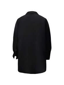 Women Modest Long Sleeve Plaid Shirt Collar Button Front Regular Top In Woven Fabric - Black - View 5