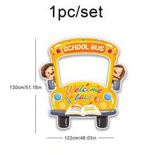 1pc Back To School Party Backdrop Large Hanging Cloth Photo Prop Banner Poster Holiday Party Decoration School Bus House - Multicolor - View 5