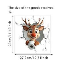 1/3件装圣诞节马桶贴纸 - 圣诞老人和驯鹿浴室装饰，乙烯基马桶贴纸墙贴家居装饰圣诞饰品 - 彩色 - 查看 12