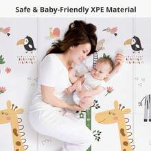 PLGLOG Baby Play Mat,59"X59" Foldable Play Mat,Baby Crawling Mat,Reversable,0.8" Thick Waterproof Baby Floor Play Mat,Carlwing Mat,Baby Floor Mat For Babies,Toddlers,Infants,Play & Tummy Ma - hươu cao cổ - Xem 4