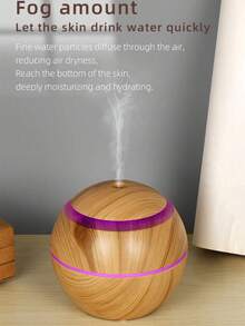 USB Powered Mist Humidifier, Round Wooden Grain Creative Humidifier, Compact Home & Car Portable Moisturizing Device, Suitable For Bedroom, Study, Living Room, Gift, Christmas