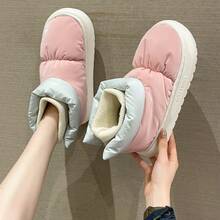 Rosa Damen Winter Schneestiefel, wasserdichtes Obermaterial, rutschfeste Laufsohle, als Oberbekleidung tragbar, modische Stiefel, weiche EVA-Sohle