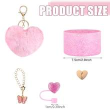 5 Stücke Zubehör für Tumbler Becher 30oz 40oz, inklusive Silikon Wasserflasche Stiefel, Strohhalm Abdeckung, Bommel Schlüsselanhänger, Hänge Dekor