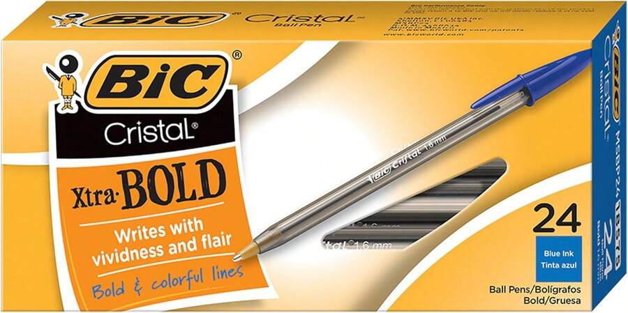 BIC Cristal Xtra Smooth Ballpoint Pen, Medium Point (1.0mm), Blue, 10-Count - 藍色 - 查看 1