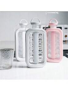 Molde de cubitos de hielo plegable 2 en 1, diseño de rejilla de silicona, apto para el hogar, viajes, graduación, accesorios de cubitos de hielo - Multicolor - Ver 1