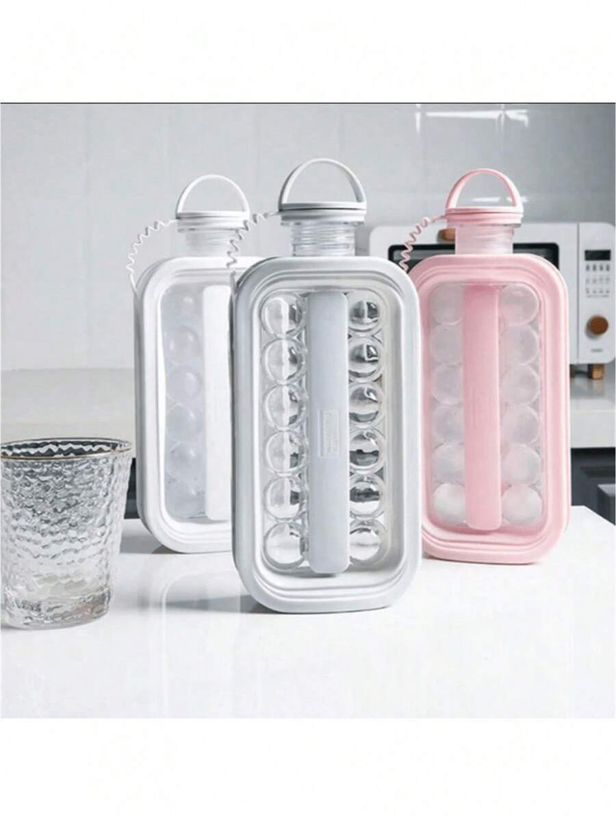 Molde de cubitos de hielo plegable 2 en 1, diseño de rejilla de silicona, apto para el hogar, viajes, graduación, accesorios de cubitos de hielo - Multicolor - Ver 1