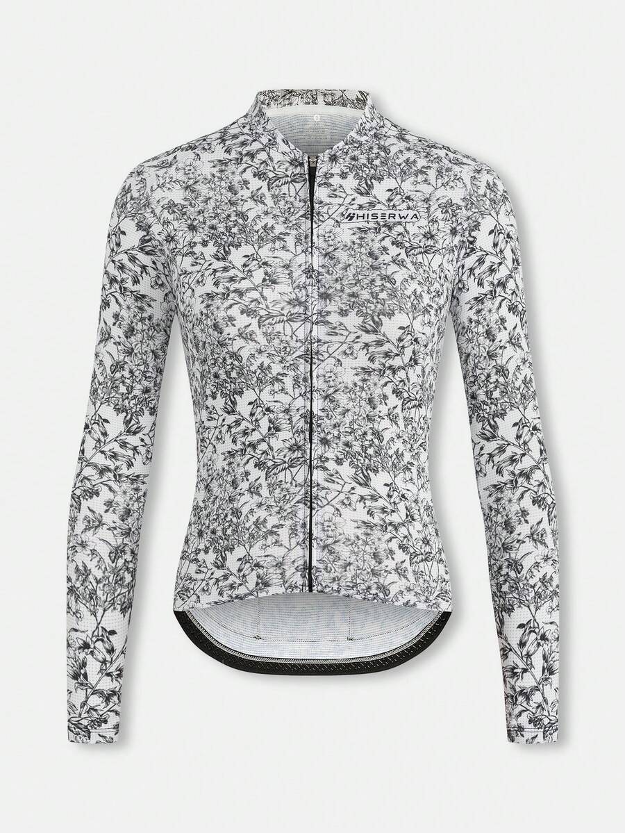 HISERWA (修身款式) 女士长袖骑行服 山地和公路骑行服 透气速干 防紫外线 骑行服 YKK 拉链 - 白色 - 查看 1