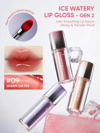 JUDYDOLL Ice Watery Lip Gloss-Gen 2 Shiny Mirror Lip Gloss, Moisturizing & Nourishing Essence, Long-Lasting