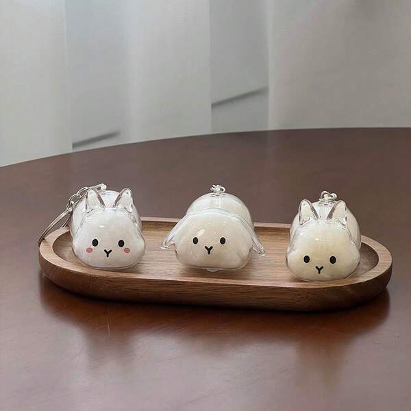 1 pieza Botella conmemorativa de pelo de conejo - Cápsula transparente de almacenamiento de pelo de mascota con llavero, un regalo reflexivo para amantes de los conejos para recordar eternamente a su querida compañía, material transparente, exhibición minimalista, juego de pintura de alta definición DIY