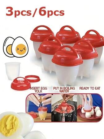 3pcs/6pcs Silicone Egg Cooker: Non-Stick Heat-Resistant Cooking Cups - A Kitchen Tool For Easily Steaming Perfect Poached Eggs - Shell-Free Breakfast, Simple Meal Preparation - Dishwasher- Kitchen Containers - Compatible With Microwaves And Stovetops. Suitable For Home, Office, Dormitory, Quick Breakfasts, Space-Saving Storage, Featuring A Durable Structure. Microwave- Kitchen Utensils.