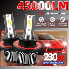 2 个 H1 H7 H11 9005/HB3 9006/HB4 H4 H13 LED 汽车大灯灯泡，6000K 冷白，230W，45000LM，超亮 CSP 芯片，内置高速涡轮静音风扇，亮度增加 800%，使用寿命超过 50,000 小时 - 銀灰色 - 查看 12