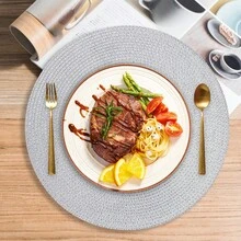 6 Pack Round PP Placemats And Coasters Set - 13.2 Inch Waterproof Non-Slip Table Mats For Dining Decor, Dishwasher Kitchen Tableware - Silver - View 3