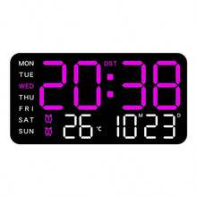 Large LED Display Screen Digital Wall Clock With Voice Control - USB Power Supply, Dual Alarms, Temperature And Date/Week, Adjustable Brightness, ℃/℉ Switch, Stylish Multi-Color Design, Suitable For Home And Office Use Home Decor Room Decor - Multicolor - View 14