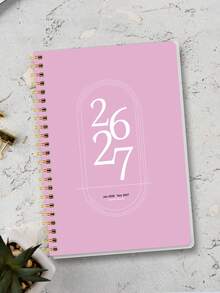 1 st vecko- och månadskalender för lärare, jan 2026 - dec 2027, enkel månatlig veckovis daglig planerare anteckningsbok med stora ark och anteckningar, kontorsmaterial, skolmaterial - Rosa - Visa 3