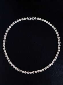 1pc Women Diamond Encrusted Choker Necklace, Formal Occasion Neck Choker Collar