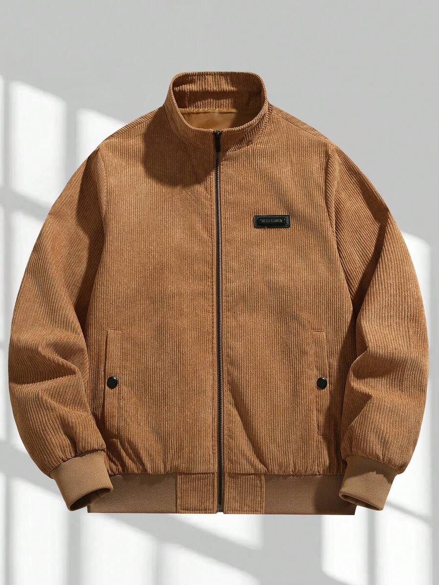 Jaqueta Casual Masculina de Gola Virada, Roupa Esportiva Versátil para Outono/Inverno