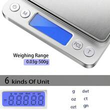 3kg/0.1g Food Scale Precise Grams Kitchen Baking Scale Portable Stainless Steel Surface Easy To Clean Mother's Day Gift - 銀色 - 查看 9