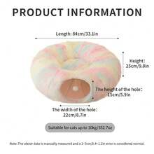 Plush Cat Tunnel With Cushion, Detachable & Washable Multi-Functional Cat Play Tunnel, Cozy Deep Sleep - Multicolor - View 2