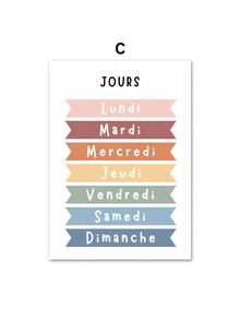 1 pieza Pintura en lienzo con alfabeto, números y símbolos del clima en estilo nórdico para decoración de habitación infantil