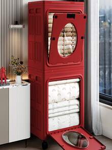 La caja de almacenamiento de ropa se puede plegar y sirve como un armario de almacenamiento para ropa y edredones. Mejora significativamente el orden del hogar y aumenta la eficiencia de la vida diaria.