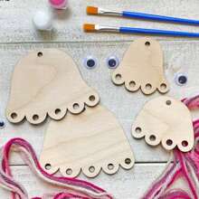 17 件未完成木制 DIY 水母工艺套件 - 涂鸦，创意手工艺术项目，用于装饰礼物 - 非常适合万圣节、圣诞节礼物，颜色和款式随机 - 彩色 - 查看 14