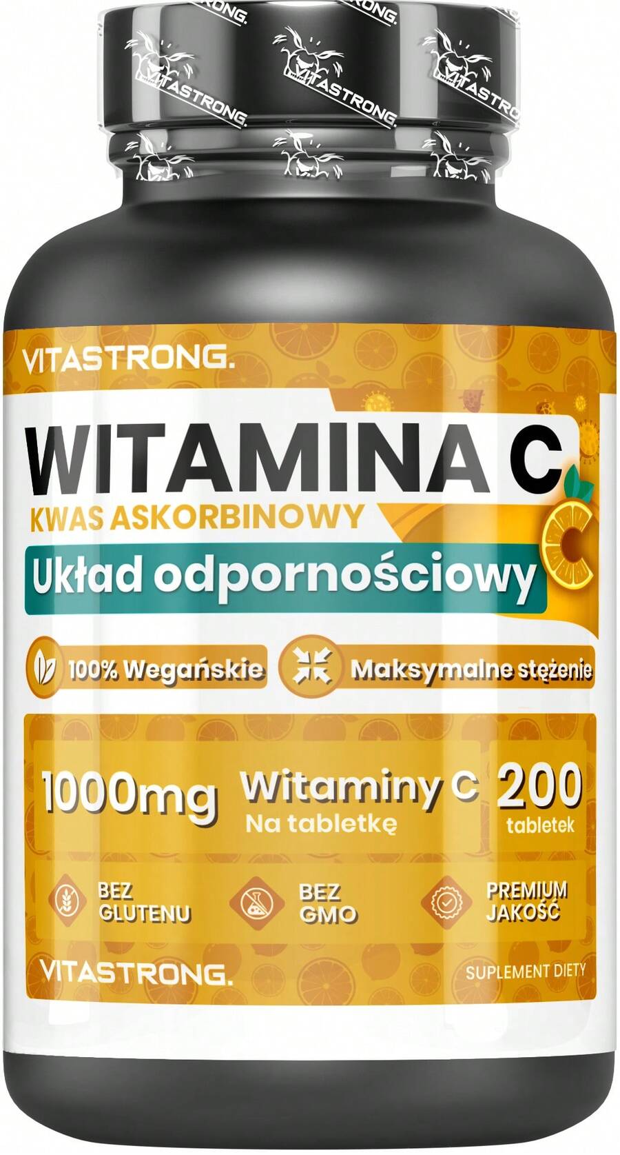 Vitastrong Vitamin C 1000 Mg Slow Release – 200 Tablets 100% Vegan, Pure Ascorbic Acid For Immune System, Bones, Skin, Energy And Collagen