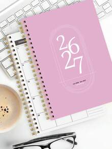 1 st vecko- och månadskalender för lärare, jan 2026 - dec 2027, enkel månatlig veckovis daglig planerare anteckningsbok med stora ark och anteckningar, kontorsmaterial, skolmaterial - Rosa - Visa 6