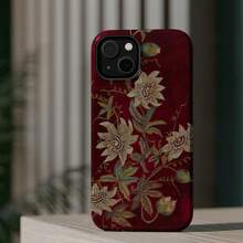 White Passionflowers On Deep Red Tough IPhone Case, Passionflowers Tough Phone Case, Gift For Her, Vintage, Retro Cover For Iphone 16 Pro Max, 15 Pro, 13, 11, 12, XS, 8 Plus, 7 - 混合顏色 - 查看 4