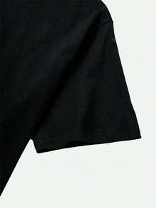 Camiseta negra para hombre de 100% algodón, material de algodón, estilo casual confortable y perfecta para combinar - Negro - Ver 4