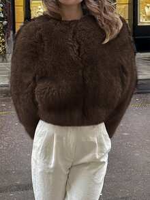 Vaiaye Women's Autumn Elegant Loose Casual Long Sleeve Thick Warm Fur Coat, Suitable For Daily, Street, And Formal Occasions