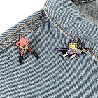  SPONGEBOB 1/2 Pcs Creative Cartoon Brooch Set Fashionable Witch SpongeBob SquarePants Patrick Star Enamel Pin Backpack Clothing Jewelry Metal Badge Accessories Gifts